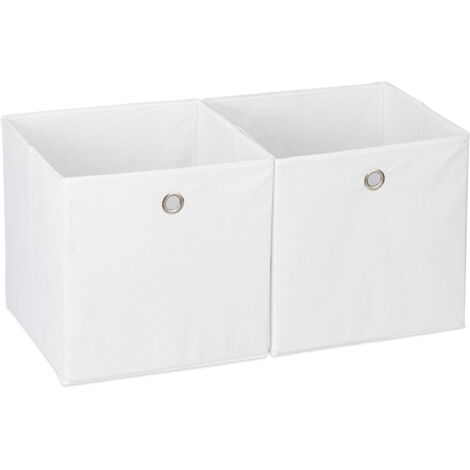 Relaxdays – Lot de 4 boîtes de rangement cubiques en tissu 30x30x30 cm – Capacité 9 L – Idéal pour étagères et armoires – Couleur blanche