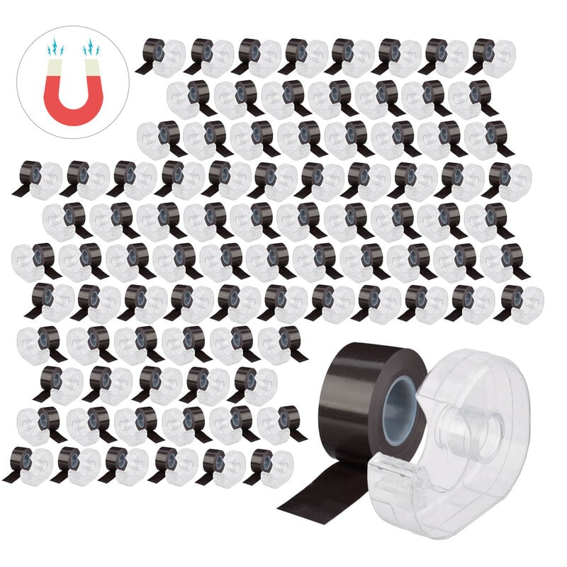 90x Magnetic Adhesive Tape, 5 m, Self-Adhesive Strip, For Whiteboards & Fridge, Black