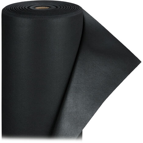 Relaxdays Malla Antihierbas, 220g/m², 1 x 50 m, Protección de Plantas, Permeable al Agua, Resistente a Rayos UV, Negro
