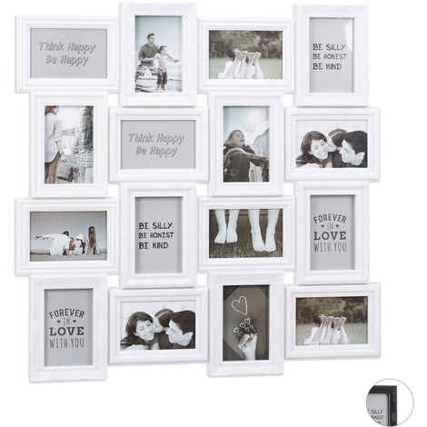 Portafotos multiple de pared para 8 fotos de 10x15 plastico blanco