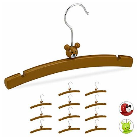 HANGERWORLD 6 Grucce per Bambini 30cm in Legno Laccato Bianco con Barra per Pantaloni 