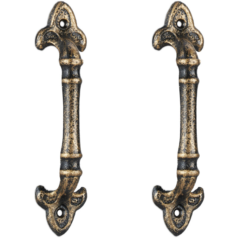 Relaxdays 6 X Möbelgriff Vintage, Türgriffe Antik Für Schränke, Schubladen, Schiebetüren, Gusseisen, Schrankgriffe, 20 Cm, Bronze