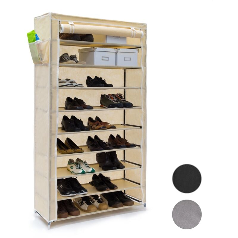3x Meubles à chaussures valentin Housse en tissu étagère armoire range-chaussures 10 Étages hlp 161 x 88 x 30 cm, beige