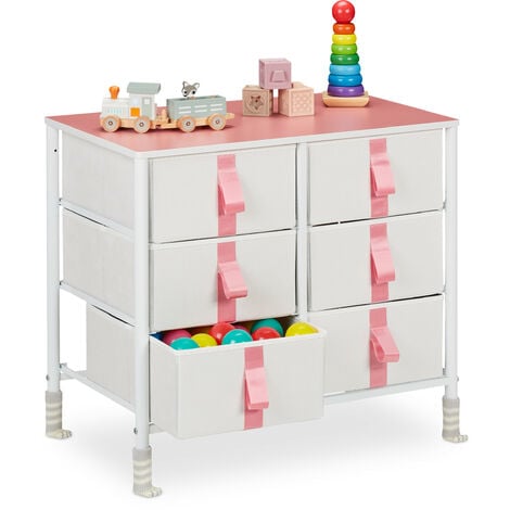 Meuble de rangement enfant avec 6 bacs, coloris rose - Dim : H 60 x L 63,5  x P 30 cm