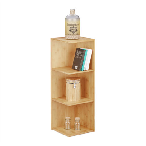 Relaxdays Mobiletto Multiuso in Bambù, 3 Ripiani, HxLxP: 85,5 x 29 x 29 cm, per Cucina, Salotto, Bagno, Camera, Naturale
