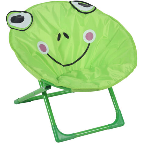 Relaxdays Moonchair Kinder – Frosch-Design, faltbar – Maße: 47 x 50 x 48 cm (HxBxT) – Kindersessel für drinnen & draußen – Grün