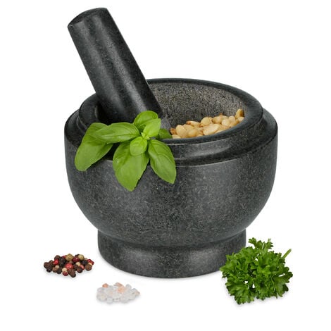 Mortar And Pestle Set Granite Herbs Masher, Rod Is Thick And