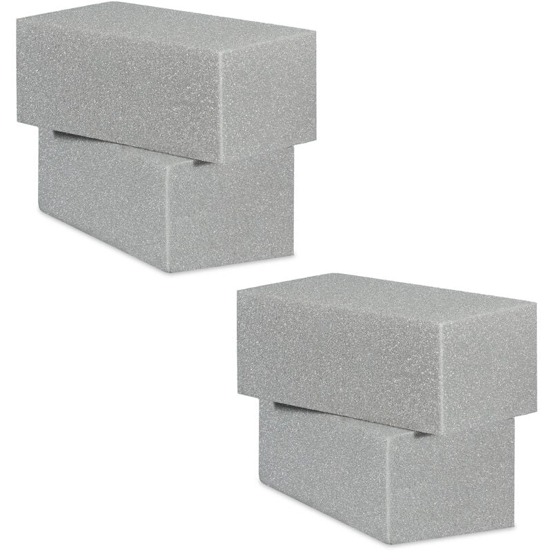 Relaxdays Mousse florale pour les fleurs sèches, lot de 3 briques, Mousse d’arrangement, mariage, 8x22,5x10,5 cm, gris