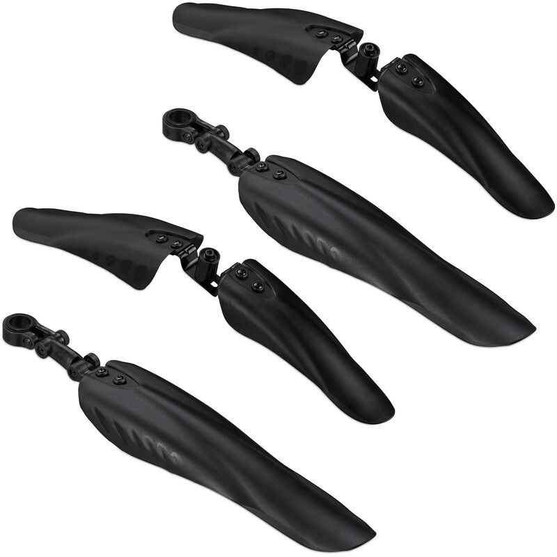 2x Relaxdays Mudguard Set, Front & Rear Fender, Universal, 24-28 inch Bikes, Mud Flaps, Splash Guard, Black