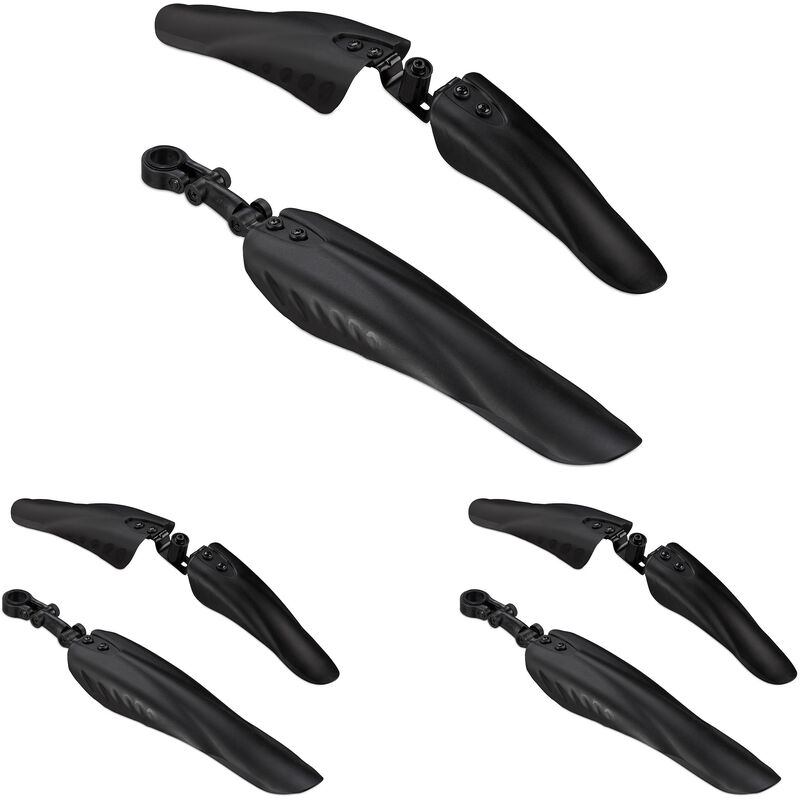 3x Relaxdays Mudguard Set, Front & Rear Fender, Universal, 24-28 inch Bikes, Mud Flaps, Splash Guard, Black