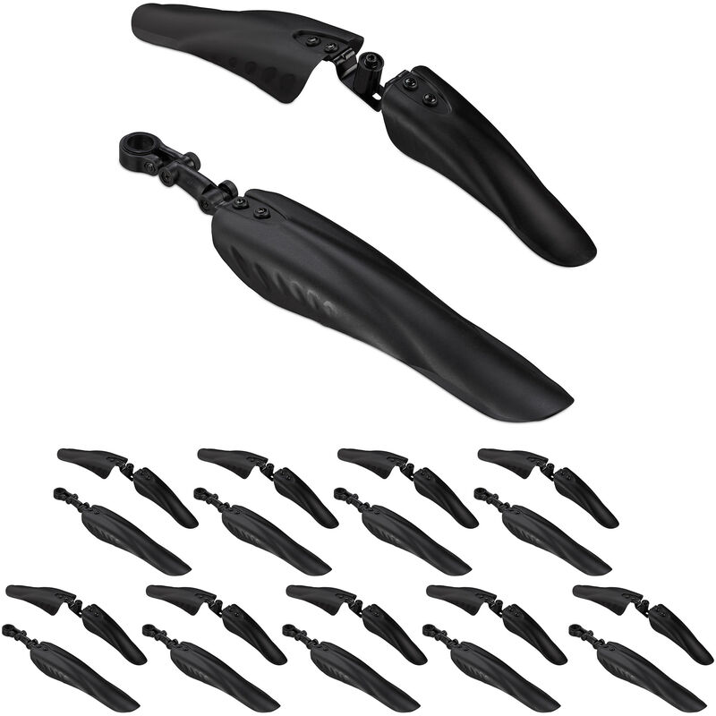10x Relaxdays Mudguard Set, Front & Rear Fender, Universal, 24-28 inch Bikes, Mud Flaps, Splash Guard, Black