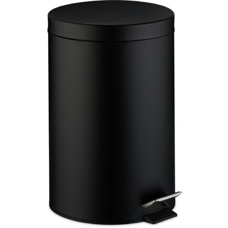 Relaxdays Mülleimer Küche, 20 Liter, mit Deckel, entnehmbarer Inneneimer, Fußpedal, mattes Design, Treteimer, schwarz