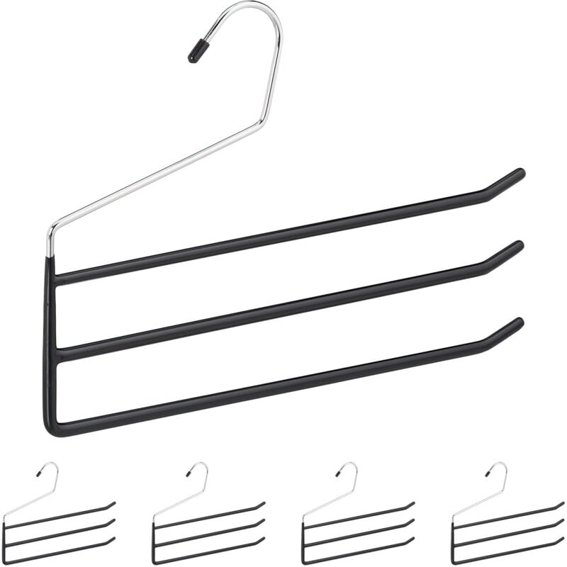 Set of 40 Relaxdays Multi Pants Hangers, Metal Skirt Holder, 3 Trouser Rails, Open, Non-Slip, Assorted Colours