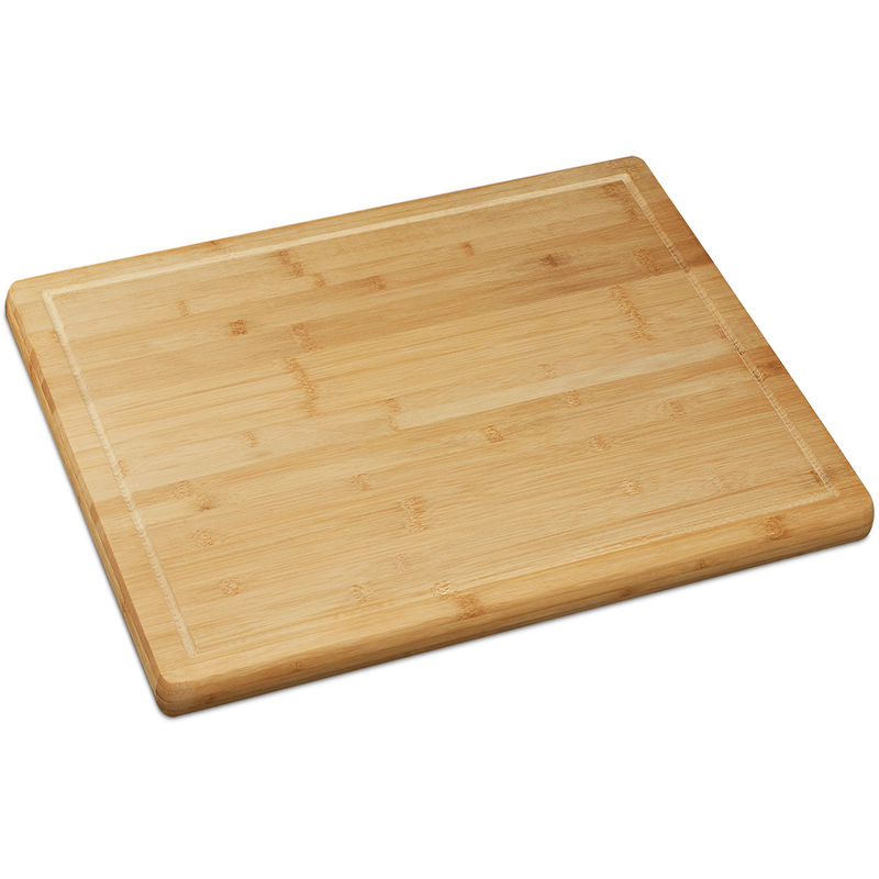 Natural Bamboo Chopping & Serving Board, Kitchen Chopping Board with Juice Rim, hwd: 2 x 56.5 x 50 cm - Relaxdays