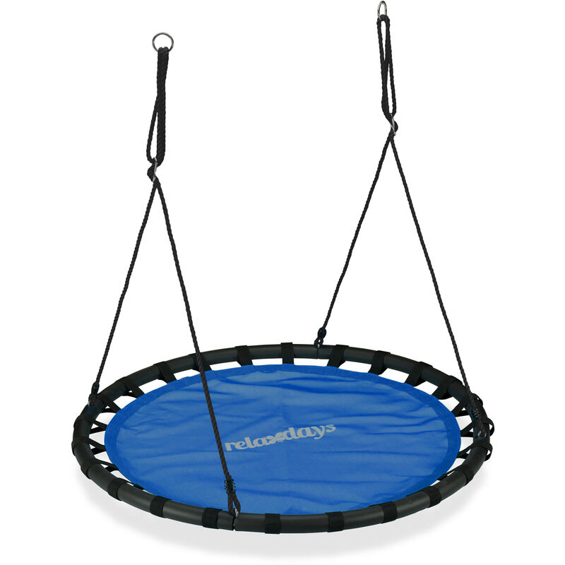 Nest Swing, Round Hanging Swing for Children, Height-Adjustable, ø: 120 cm, For up to 100 kg, Blue - Relaxdays