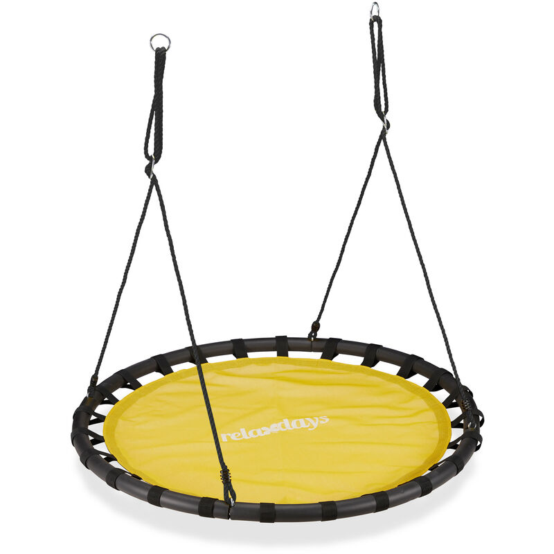 Nest Swing, Round Hanging Swing for Children, Height-Adjustable, ø: 120 cm, For up to 100 kg, Yellow - Relaxdays