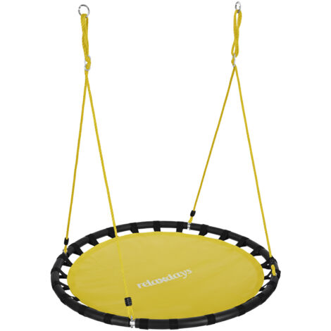 Relaxdays Nest Swing, Round Hanging Swing for Children, Height-Adjustable, Ø: 120 cm, For up to 100 kg, Yellow