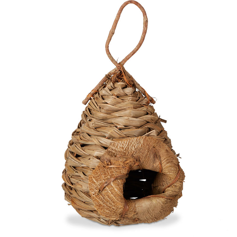 

Nido de Pájaros De Decoración para Colgar, Hojas de Palma de Coco, Marrón, 39 x 23 x 23 cm