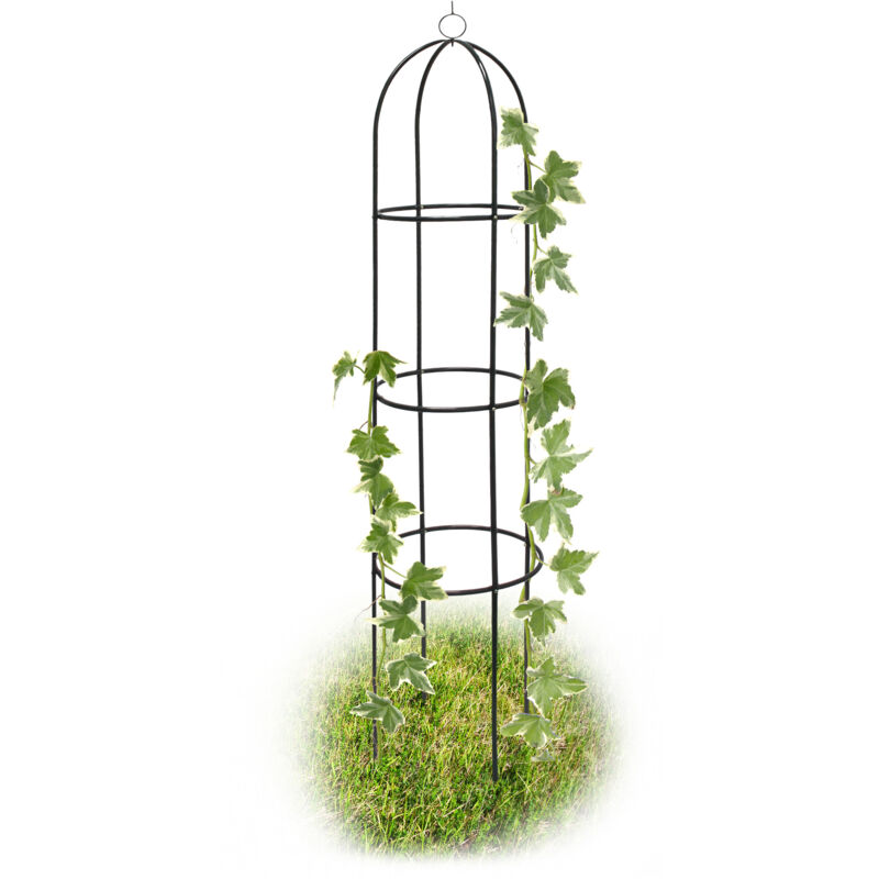 Relaxdays - Obélisque tuteur, lot de 2, plantes grimpantes, rosiers arcade, arceau roses, arche jardin, métal 190 cm, vert
