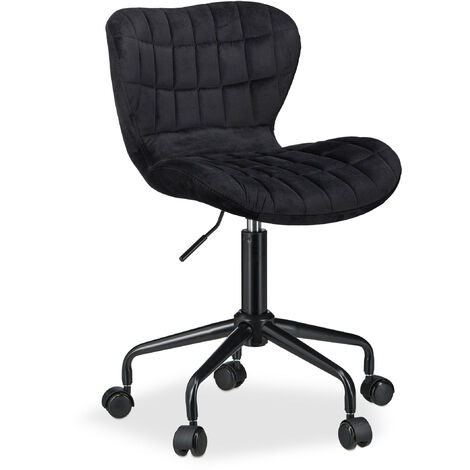 Relaxdays Office Desk Chair, Height-Adjustable Swivel Chair, Comfortable, 120 kg Capacity, HWD: 90 x 53 x 53 cm, Black