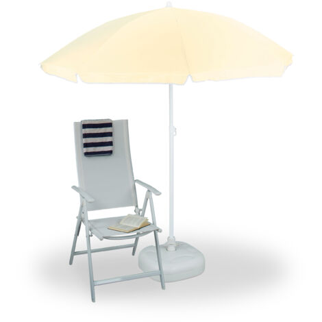 Relaxdays Ombrellone Ø 180 cm, regolabile, inclinabile, per balcone/spiaggia, rotondo, poliestere/acciaio, giallo chiaro