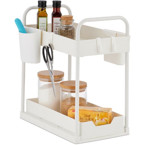 Housolution Organizador Bajo Fregadero Extraible de Metal, 2 Niveles Estanteria  Bajo Fregadero con Cajón Deslizantes, Almacenaje Bajo Fregadero para  Armario de Cocina, Negro : : Hogar y cocina