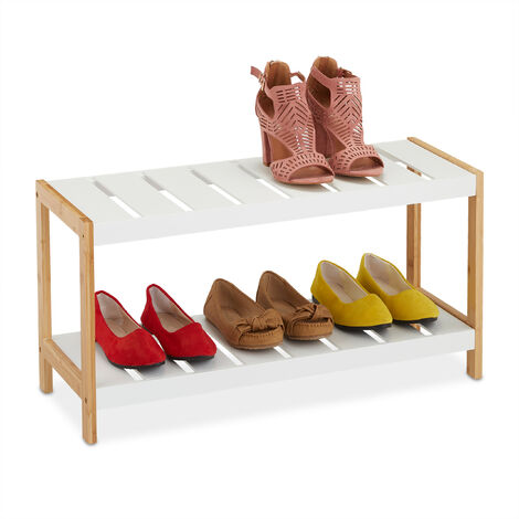 Relaxdays Zapatero Plegable Madera, Mueble Zapatos, 4 Niveles, 12 Pares,  Interior o Exterior, 68 x 67 x 26 cm, Natural
