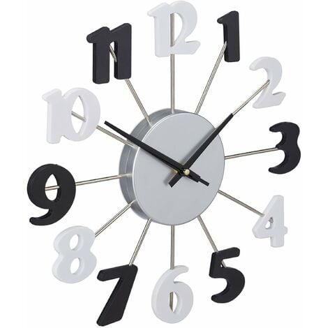 Relaxdays Orologio da Parete, senza Cornice, con Lancetta dei Secondi, Analogico, Salotto, Cucina, D: 35 cm, Nero-Bianco