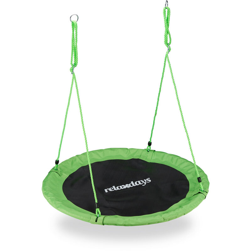 Outdoor Nest Swing for Kids & Adults, ø 110 cm, For up to 100 kg, Round Swing, Green - Relaxdays