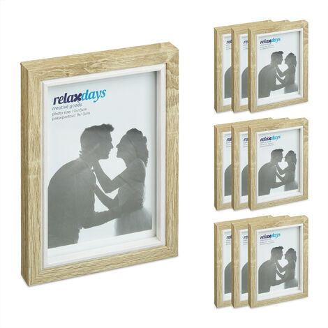 bomoe marco de fotos 61x91,5cm - marcos de fotos para pared de madera,  cristal de plástico irrompible y soporte de metal - Madera MDF con FSC -  Vertical y horizontal - Galeria Roble