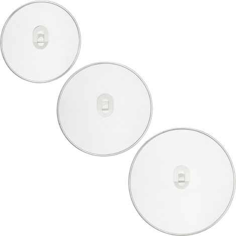 Relaxdays Pack 3 Tapas Antisalpicaduras, Sartenes de 25 & 29 & 33 cm, Protectores Anti Salpicaduras con Asa, Plateado