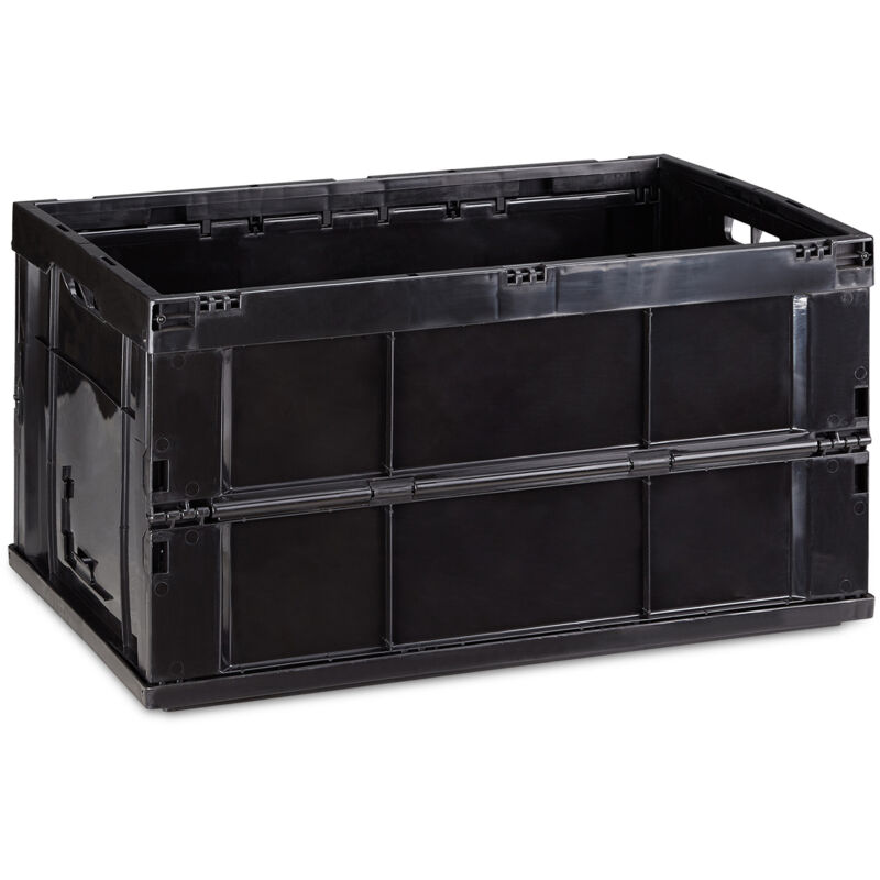 

Pack de 2 Cajas de Almacenaje Plegables 60 L, Plástico, Negro, 31.5 x 58.5 x 40 cm
