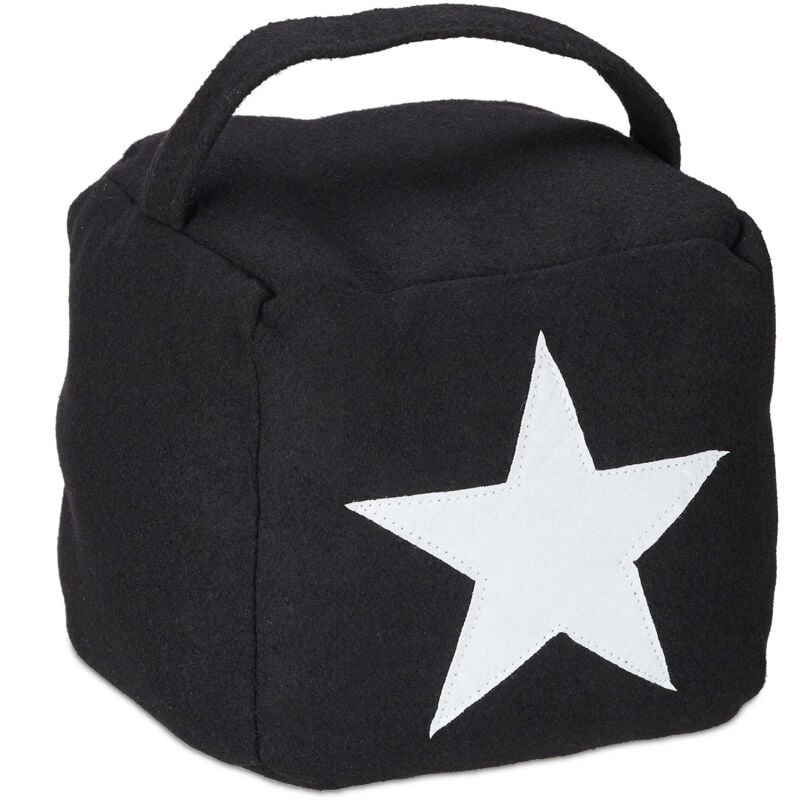 Cale porte, lot de 6, design étoile, en tissu, butoir avec poignée, haut, décoratif, h x l x p : 20 x 15 x 15 cm, noir