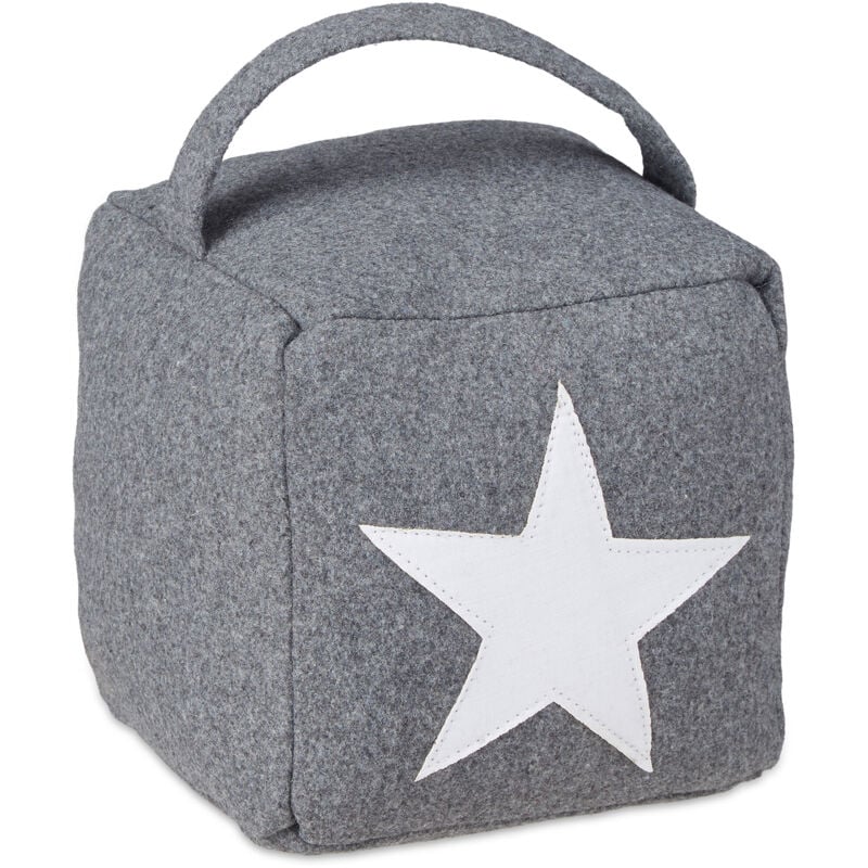 Cale porte avec poignée, lot de 6, design étoile, bloqueur de porte, tissu et sable, butoir de porte, 20x15x15 cm, gris