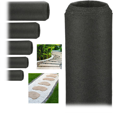   Pack de 6 Rollos de Malla Antihierbas 50 g/m² Permeable y Resistente a los Rayos UV, Polipropileno, Negro, 5 m