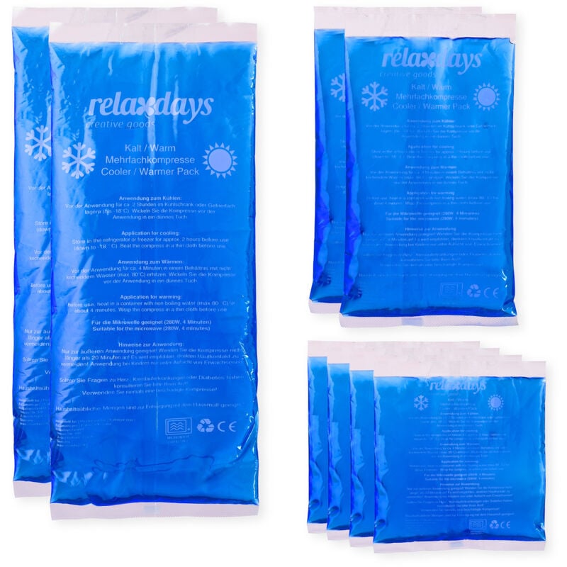 Compresses avec gel thermique, lot de 16, premiers secours, 3 tailles, chaud-froid, sport, muscles, bleu