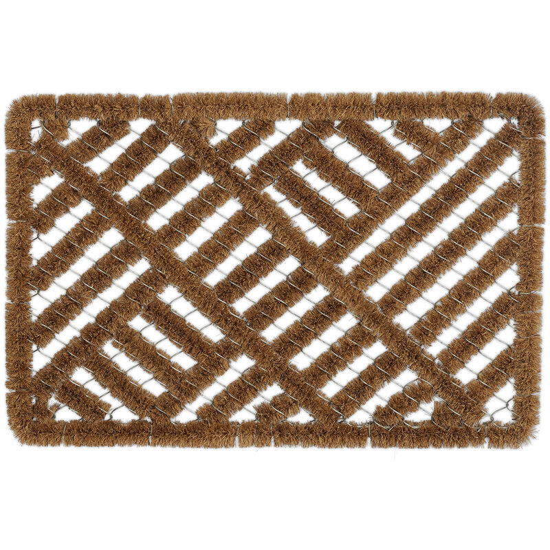 Relaxdays Paillasson coco grillagé, fibres de coco et métal, résistant aux intempéries, 40 x 60 cm, coloris naturel