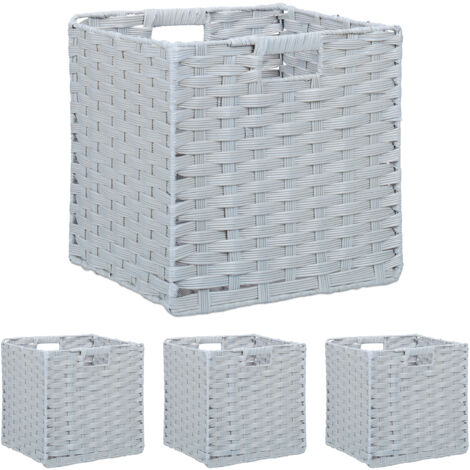 Lot De 2 Boîtes De Rangement Relaxdays Pliables – 32 X 33 X 33 Cm, Tissu Gris, Pour Vêtements/jouets