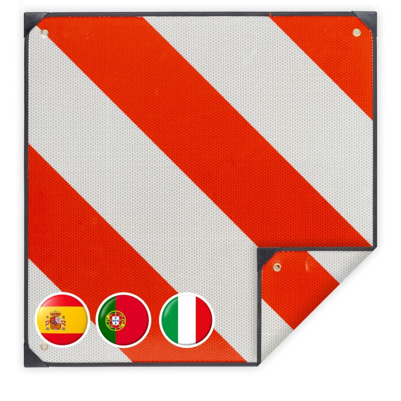 Relaxdays - Panneau d'avertissement Italie et Espagne, 50x50cm, tableau 2 en 1, réflectif, porte vélos, aluminium, rouge