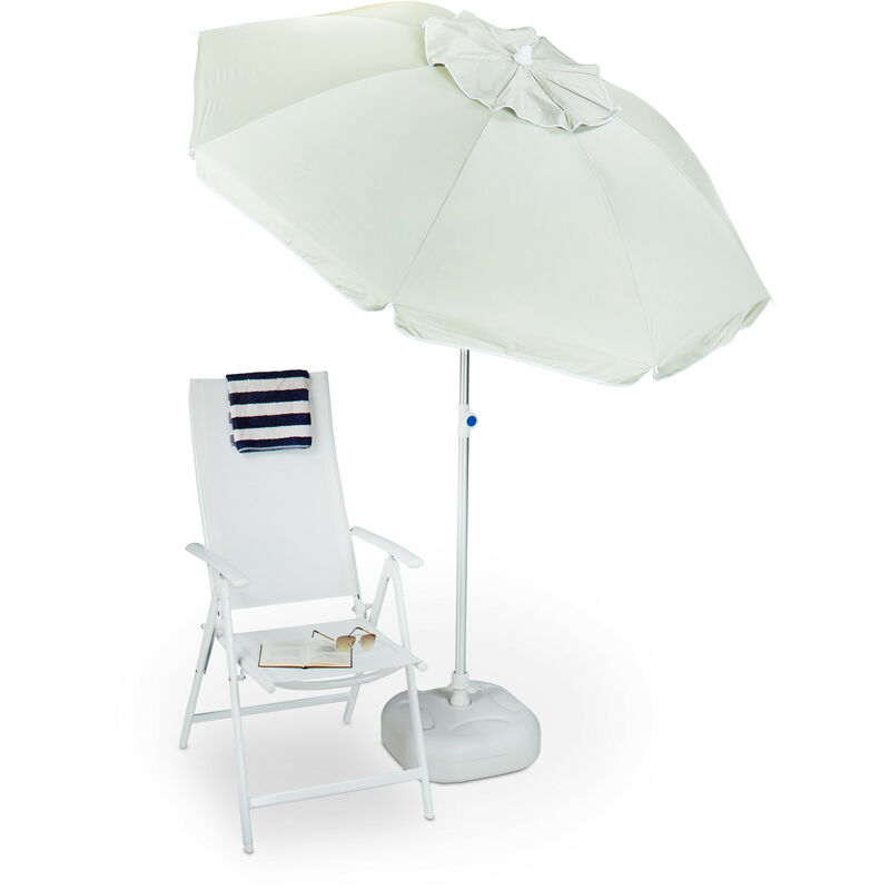 Relaxdays - Parasol 200 x 200 cm, Uv 50+, Toile en polyester inclinable jardin balcon terrasse, nature