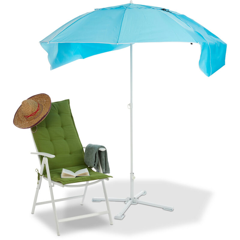 Relaxdays - Parasol, abri de plage, Protection anti uv, Jardin, Terrasse, Avec sac de transport, Toile HxD 210x180cm, bleu