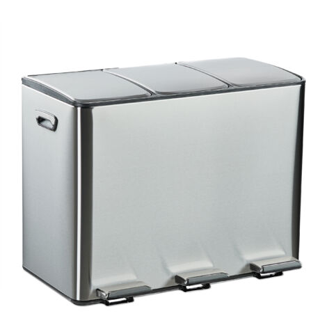 Plast Team Pattumiera Con Coperchio Basculante – 15 Litri – Colore Argento – Pratica Per Casa, Ufficio O Giardino – Design Danese