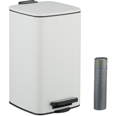 Relaxdays Pattumiera Bagno a Pedale 8 L, Cestino Interno Rimovibile, Coperchio Ammortizzato, Sacchetti inclusi, Metallo