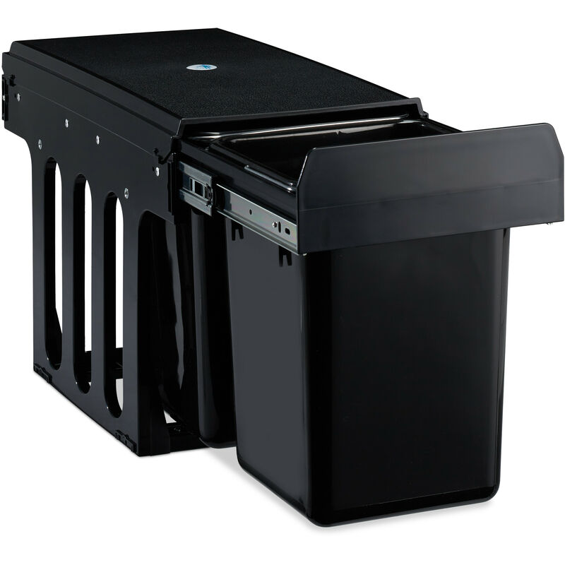 Relaxdays - Built-in Waste Bin 2 Compartment 8L each, Pull-out Disposal Unit, Recycling, hwd: 35.5 x 25 x 47 cm, Black