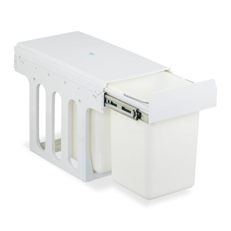 Relaxdays Pattumiera Estraibile Sottolavello, Cestino Raccolta Differenziata 2 Scomparti da 8 L, 35,5x25x47 cm, Bianco
