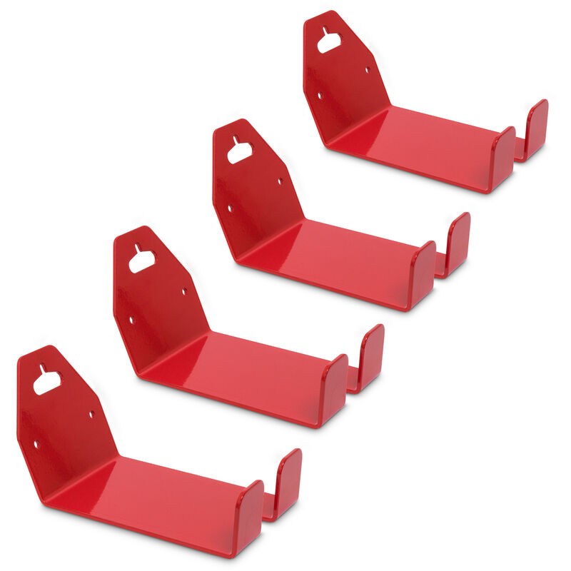 Relaxdays Set Of 4 Pedal To Wall Bracket For Bicycles, Metal, Wall Mounted, For Bike Wall Storage, 10 X 14.5 Cm, Red