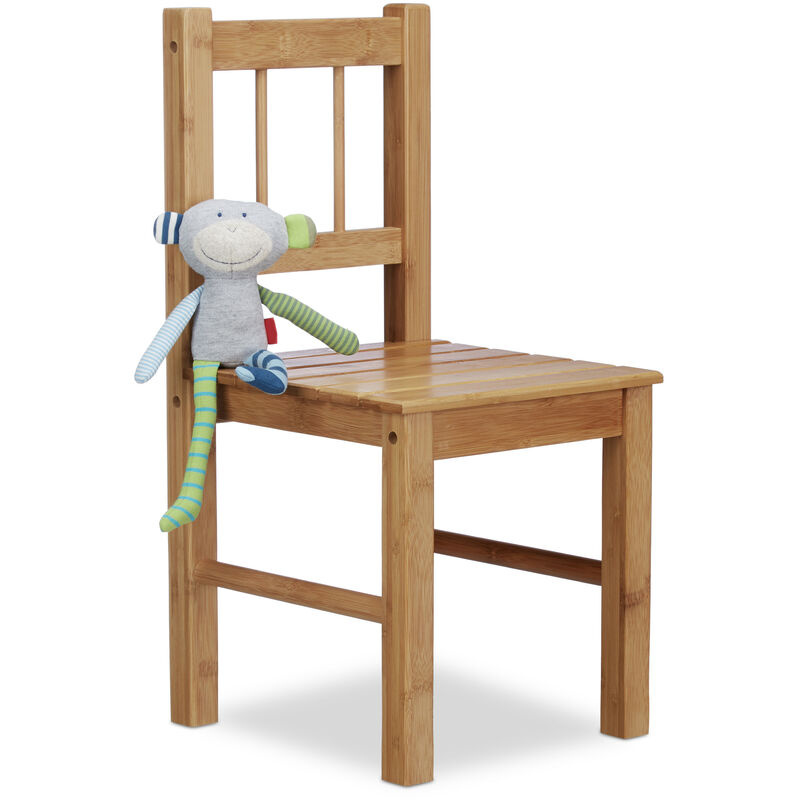 Relaxdays - Petite chaise enfant en bambou chaise déco pour plantes ou fleurs HxlxP: 57 x 27 x 29 cm, nature