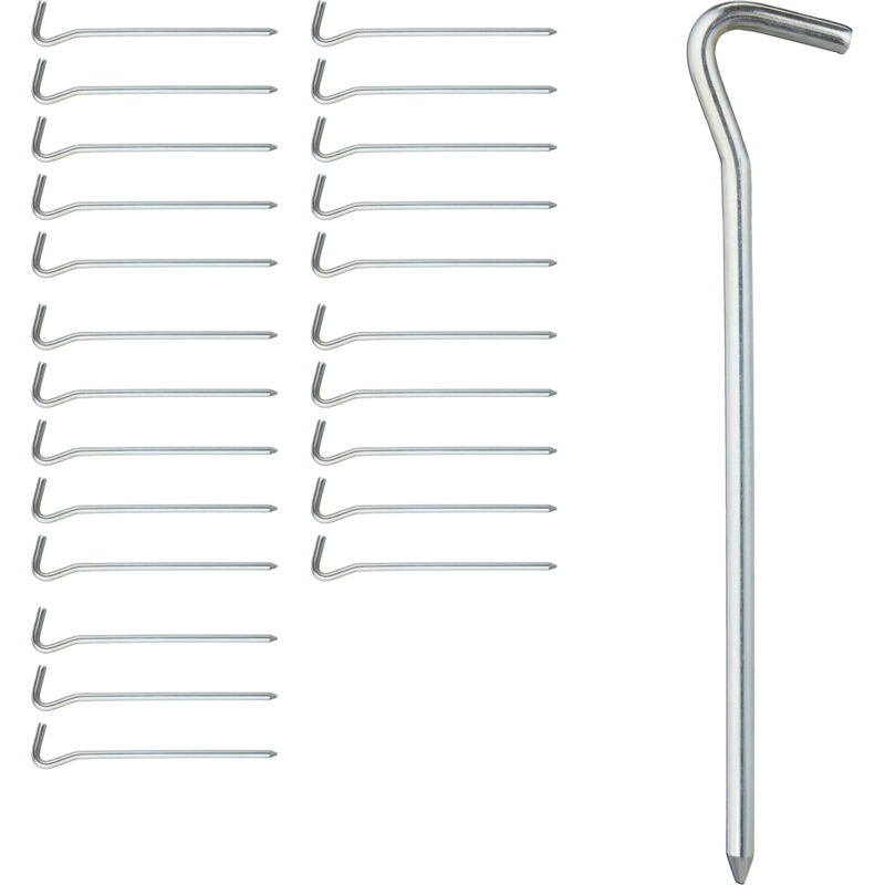 Relaxdays - Tent Pegs Set Of 96, Ground Anchor For Hard Soil, Camping, Iron, Rounded Hooks, Metal, Durable, 18cm, Silver