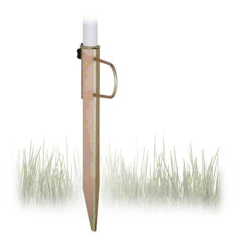 Relaxdays Picchetto per Ombrellone da Giardino, Puntale in Acciaio per Il Terreno, Aste con Diametro Max. 32 mm, Bronzo