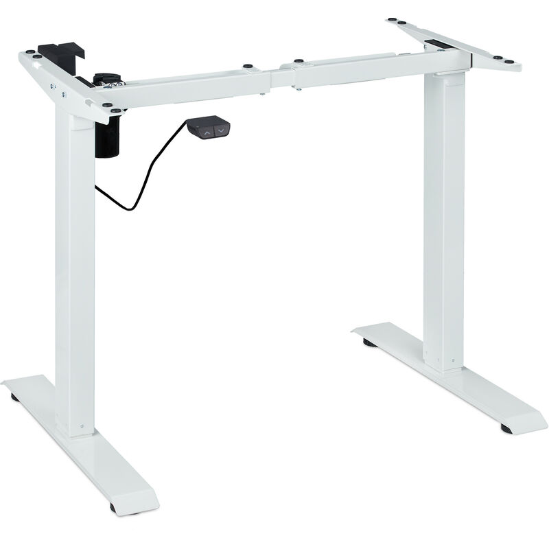 Pied de bureau réglable en hauteur, électrique, extensible, tréteau, 71-121 cm, cadre table, acier, blanc - Relaxdays